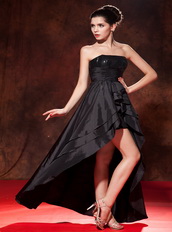 Black Princess Strapless High-low Taffeta Squins Formal Dress Inexpensive