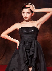 Black Princess Strapless High-low Taffeta Squins Formal Dress Inexpensive