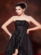 Black Princess Strapless High-low Taffeta Squins Formal Dress Inexpensive