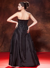 Black Princess Strapless High-low Taffeta Squins Formal Dress Inexpensive