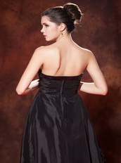 Black Princess Strapless High-low Taffeta Squins Formal Dress Inexpensive