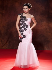 Pink One Shoulder Floor-length Mermaid Occasion Dress With Lace Inexpensive