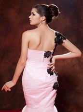 Pink One Shoulder Floor-length Mermaid Occasion Dress With Lace Inexpensive