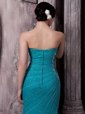 Teal Strapless Emissive Beading Prom Dress Mady By Chiffon Inexpensive