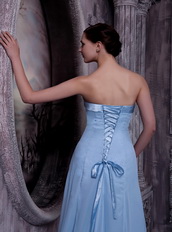 Mature Strapless Prom Wear UK Prom Dress In Light Blue Inexpensive