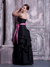 Black Taffeta Skirt And Pink Sash Prom Dress Ready To Wear Inexpensive