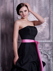 Black Taffeta Skirt And Pink Sash Prom Dress Ready To Wear Inexpensive