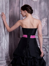 Black Taffeta Skirt And Pink Sash Prom Dress Ready To Wear Inexpensive