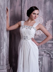 Fashionable Prom Dress Wide Straps Floor Length Chiffon Skirt Inexpensive