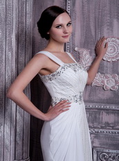 Fashionable Prom Dress Wide Straps Floor Length Chiffon Skirt Inexpensive