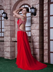 Cache Red One Shoulder Brush Train Prom Dress Sexy Design Inexpensive