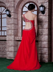 Cache Red One Shoulder Brush Train Prom Dress Sexy Design Inexpensive