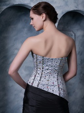 Sliver and Black Sweetheart Prom Dress With Beading and Crystals Inexpensive