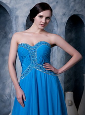 Dodgerblue Empire Sweetheart Brush Train Chiffon Dress For Prom Inexpensive