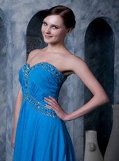 Dodgerblue Empire Sweetheart Brush Train Chiffon Dress For Prom Inexpensive