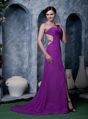 Texas Eggplant Purple Prom Dress With One Shoulder Skirt Inexpensive