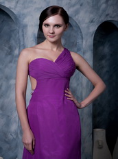 Texas Eggplant Purple Prom Dress With One Shoulder Skirt Inexpensive