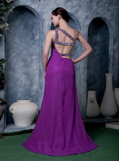 Texas Eggplant Purple Prom Dress With One Shoulder Skirt Inexpensive