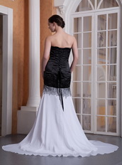 Beaded Dresses For Prom Wear White and Black Mixed Inexpensive