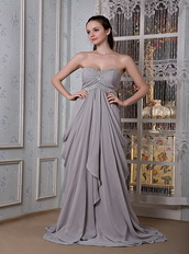 Dark Gray Chiffon Beading Prom Gowns With Empire Skirt Inexpensive