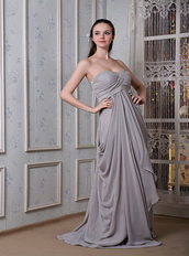 Dark Gray Chiffon Beading Prom Gowns With Empire Skirt Inexpensive