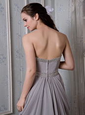 Dark Gray Chiffon Beading Prom Gowns With Empire Skirt Inexpensive