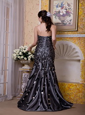 Black Strapless Sequins Decorate Purchase Prom Dress Online Inexpensive