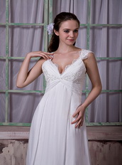 Sexy Straps V-neck Long Skirt Prom Dress Lace up Back Style Inexpensive
