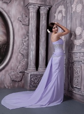 Beaded Lavender Chiffon Prom Dress With Sexy Side Split Inexpensive