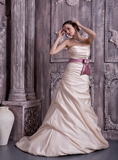 Prom Dresses UK Champagne Prom Celebrity Gowns With Lilac Belt Inexpensive