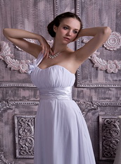 Lovely One Shoulder Sweetheart White Chiffon Dress Prom Gowns Inexpensive