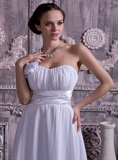 Lovely One Shoulder Sweetheart White Chiffon Dress Prom Gowns Inexpensive