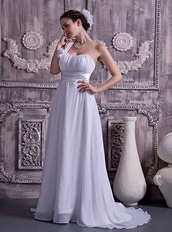 Lovely One Shoulder Sweetheart White Chiffon Dress Prom Gowns Inexpensive