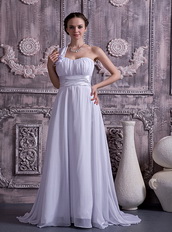 Lovely One Shoulder Sweetheart White Chiffon Dress Prom Gowns Inexpensive