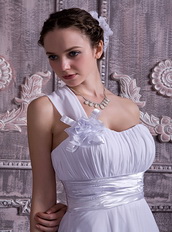 Lovely One Shoulder Sweetheart White Chiffon Dress Prom Gowns Inexpensive