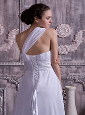 Lovely One Shoulder Sweetheart White Chiffon Dress Prom Gowns Inexpensive