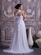 Lovely One Shoulder Sweetheart White Chiffon Dress Prom Gowns Inexpensive