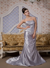 Grey Silver Elastic Woven Satin Celebrity Dress With Mermaid Skirt Inexpensive