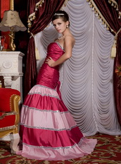 Fuchsia and Pink Multi Color Mermaid Strapless Puffy Prom Gowns Inexpensive