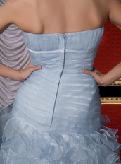 Baby Blue Mermaid Strapless Ruffles Prom / Evening Dress Cheap Inexpensive