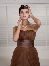 Brown A-line Sweetheart Ruch Skirt Evening Dress For Women Wear Inexpensive