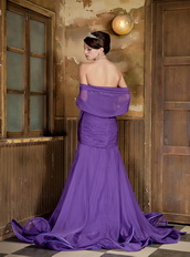 Sweetheart Chiffon Fabric Prom Dress In Purple Mermaid Skirt Inexpensive