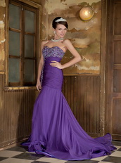 Sweetheart Chiffon Fabric Prom Dress In Purple Mermaid Skirt Inexpensive