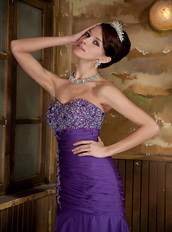 Sweetheart Chiffon Fabric Prom Dress In Purple Mermaid Skirt Inexpensive