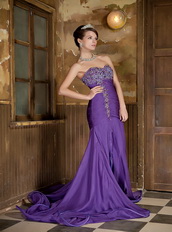 Sweetheart Chiffon Fabric Prom Dress In Purple Mermaid Skirt Inexpensive