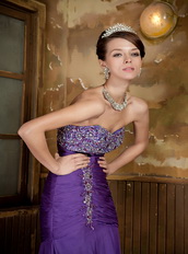 Sweetheart Chiffon Fabric Prom Dress In Purple Mermaid Skirt Inexpensive