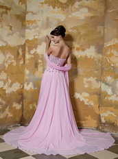 Rose Pink Empire Sweetheart Beading Celebrity Dress Made by Chiffon Inexpensive