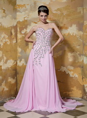 Rose Pink Empire Sweetheart Beading Celebrity Dress Made by Chiffon Inexpensive