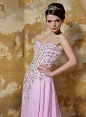 Rose Pink Empire Sweetheart Beading Celebrity Dress Made by Chiffon Inexpensive