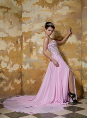 Rose Pink Empire Sweetheart Beading Celebrity Dress Made by Chiffon Inexpensive
